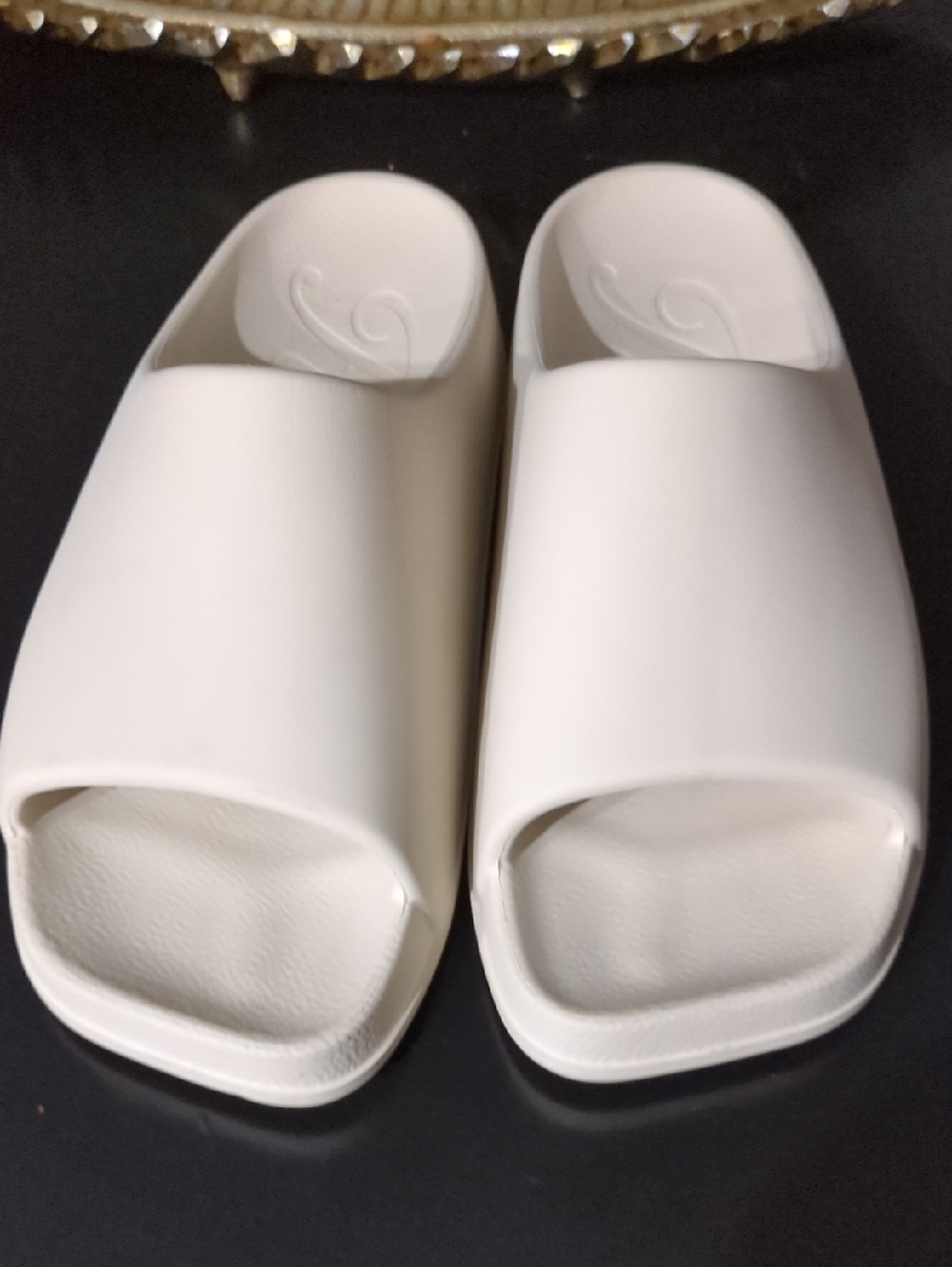 KHAITE Cream Logo-Embossed Slide Sandals
